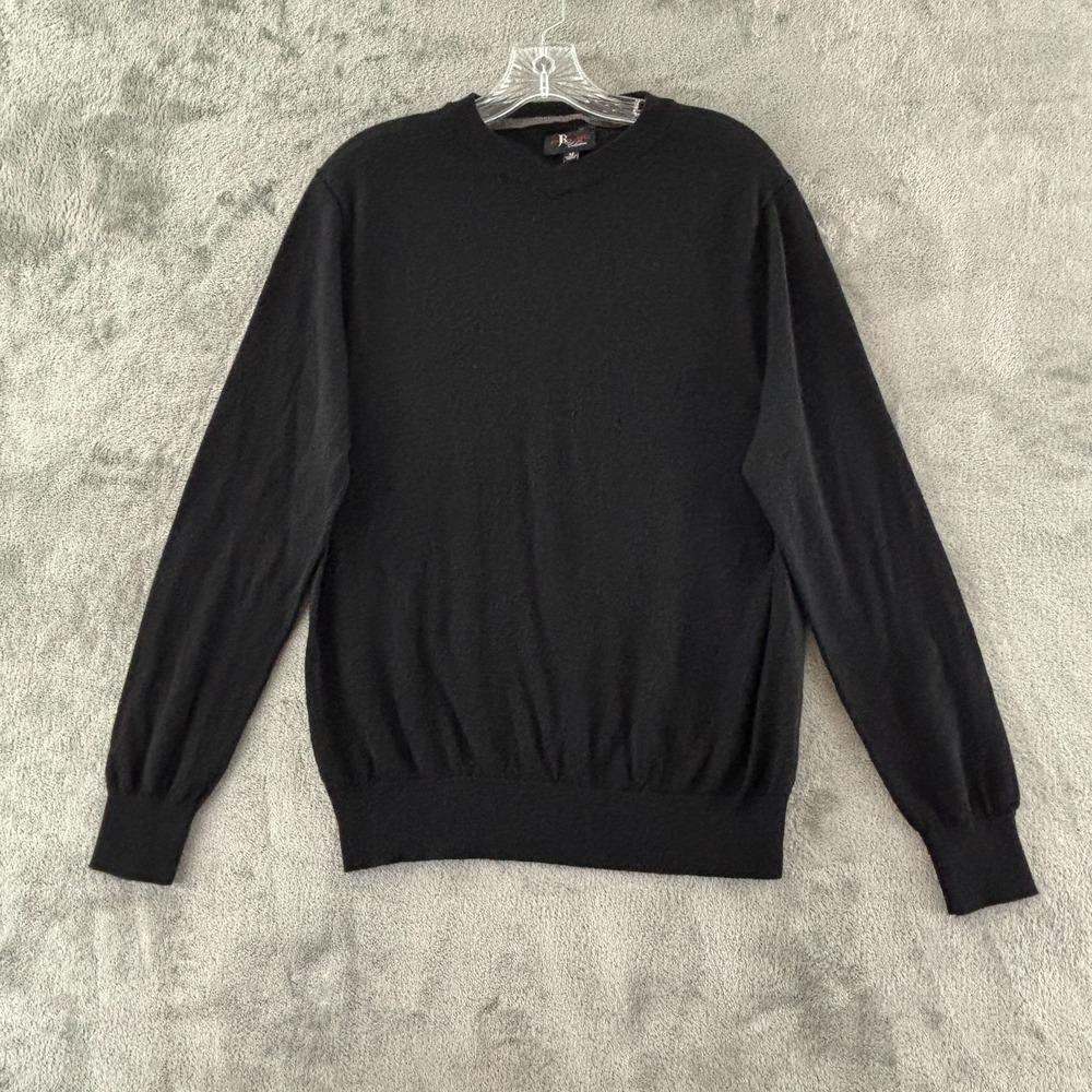 Jon Randall Collection Fine Merino‎ Wool Sweater Mens M Black Crew Neck Pullover